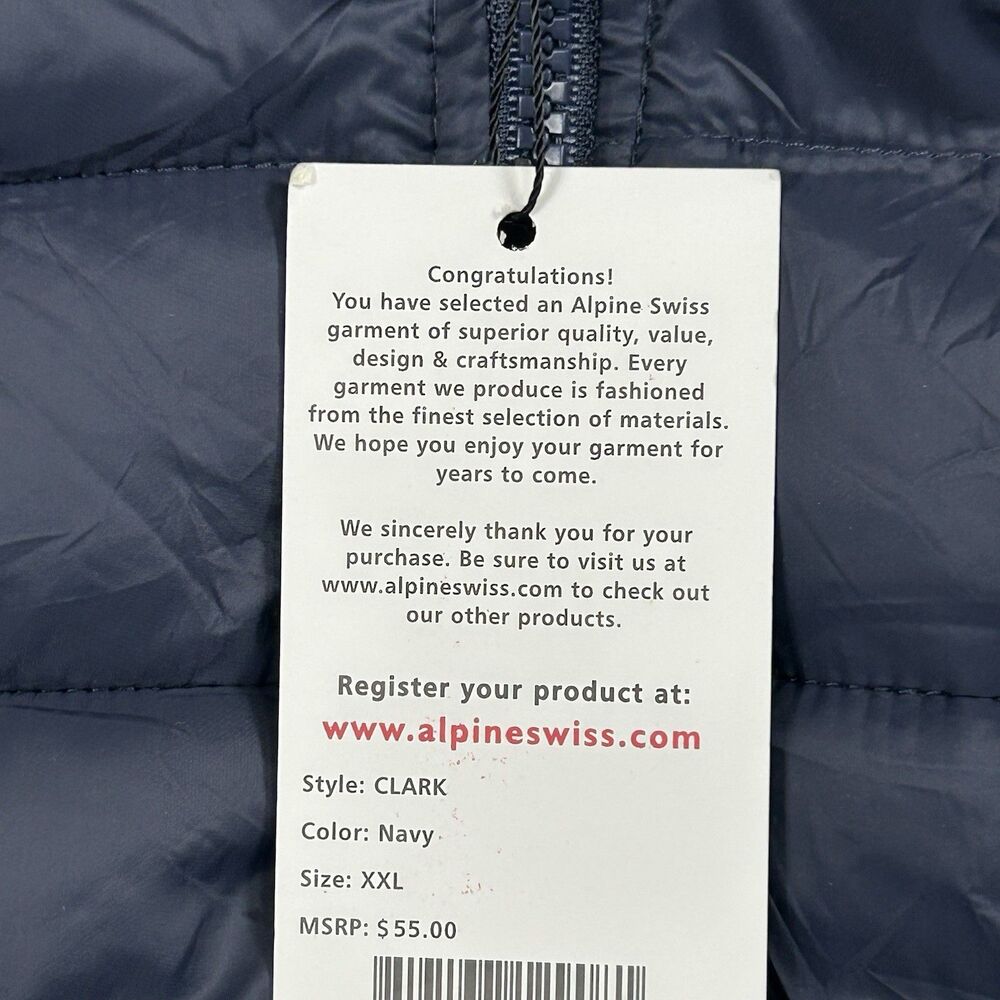 Alpine Swiss Mens XXL Clark Lightweight Puffer Vest Jacket Navy Outdoor Ski - Picture 6 of 13